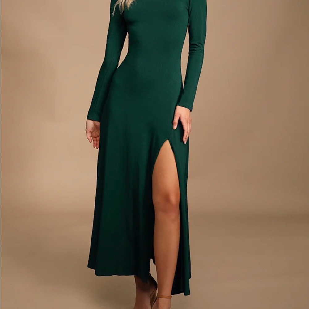 Lulus Elegant Green Long Sleeve Dress